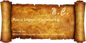 Maczinger Celeszta névjegykártya